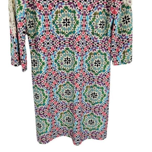 Tacera Dress Womens S Mod 3/4 Crochet Angel Sleeve Keyhole Scoop Neck Shift Pink - Picture 8 of 10